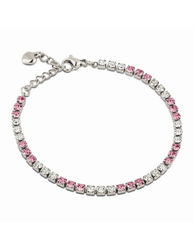 OPS GLIMMER bracciale tennis 3mm acciaio bianco rosa